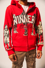 Load image into Gallery viewer, WINNERS UNIVERSITY &quot;PEDESTRIAN&quot; ZIPUP HOODIE RED
