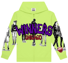 Load image into Gallery viewer, WINNERS UNIVERSITY &quot;PEDESTRIAN&quot; ZIPUP HOODIE LIME GREEN

