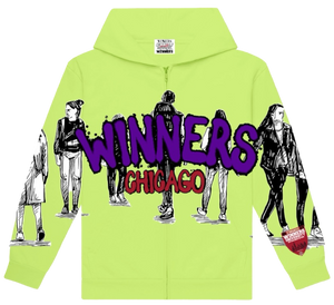 WINNERS UNIVERSITY "PEDESTRIAN" ZIPUP HOODIE LIME GREEN
